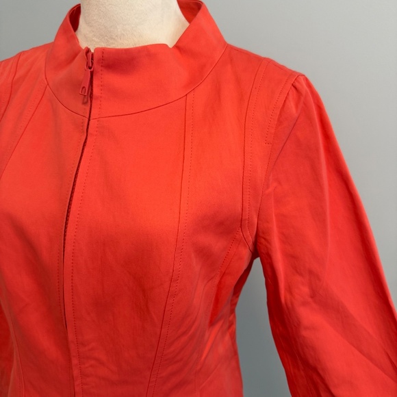 Lafayette 148 Coral Front Zip Cotton Blend Jacket Size 6 - Picture 2 of 10